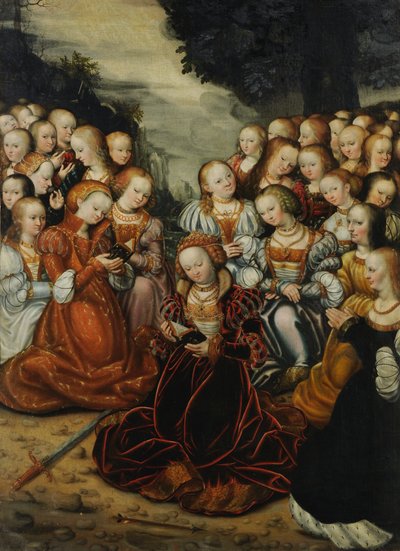 Sint Ursula en de maagden door Lucas Cranach the Elder